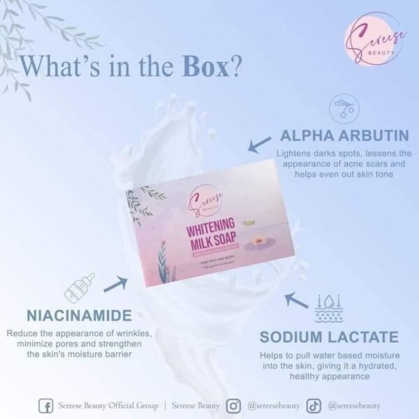 Sereese Beauty  Whitening Milk Soap Anti- Agieng & Moisturise Soap x5 - Image 3