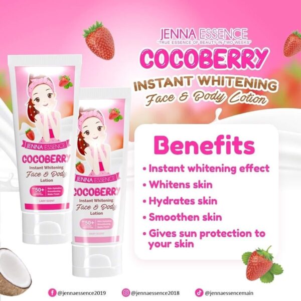 Jenna Essence Cocoberry Serum Gel Lotion  SPF 50 Whitening Lotion 250 ml - Image 3