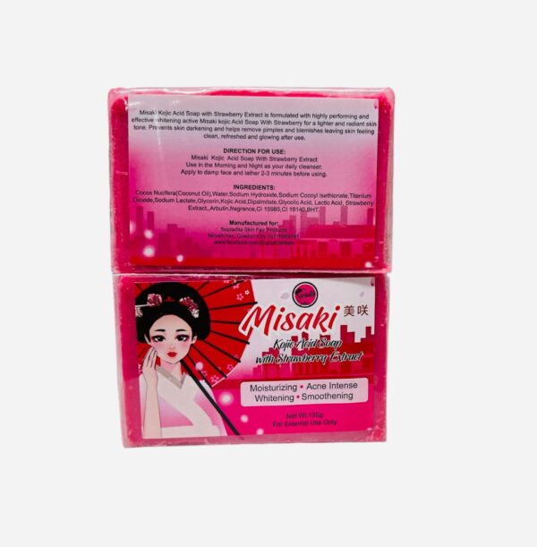 2 x Misaki Kojic Acid Soap With Strawberry Extract Moisturising Whitening Soap - Image 2