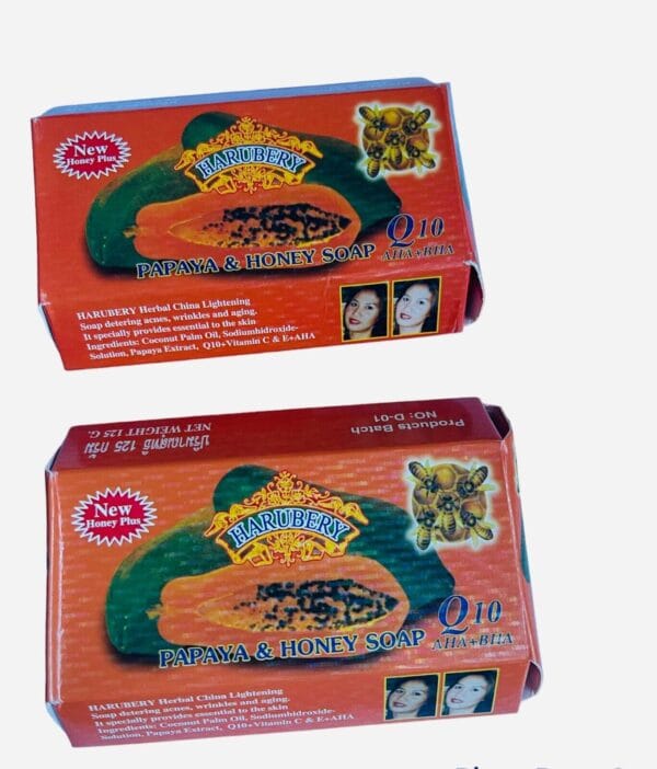 2 x Papaya & Honey Body Whitening  Soap With Q10, Vitamin C, AHA +BHA 125g. - Image 2