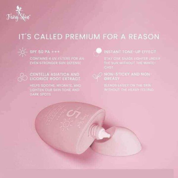 Fairy Skin SPF 5 PA +++ Face Premium Brightening Sunscreen Cream 50g - Image 7
