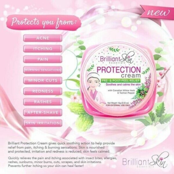 2 x Brilliant Skin Facial  Protection  Cream Pre- & Post -Peel Relief . 15g - Image 3