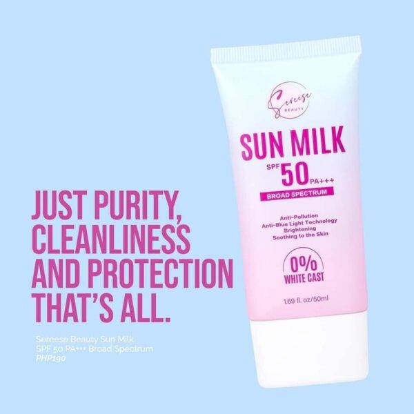 Sereese Beauty Sun Milk Facial Cream 0% White Cast SPF50 30ml - Image 2