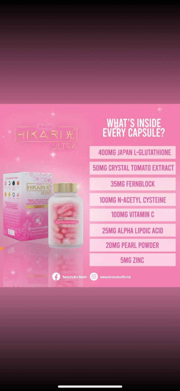 Hikari Ultra Beauty Supplement Capsule Anti- Ageing Skin Whitening - Image 3