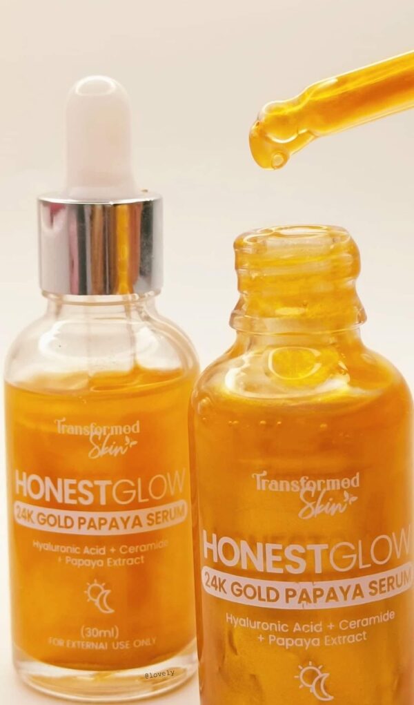 HonestGlow Glass Skin 24K Gold Papaya Serum 30ml - Image 2
