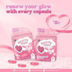 You Glow Babe Beauty White 4 in 1 Whitening Beauty  Capsules Food Supplement 500mg 30 caps.