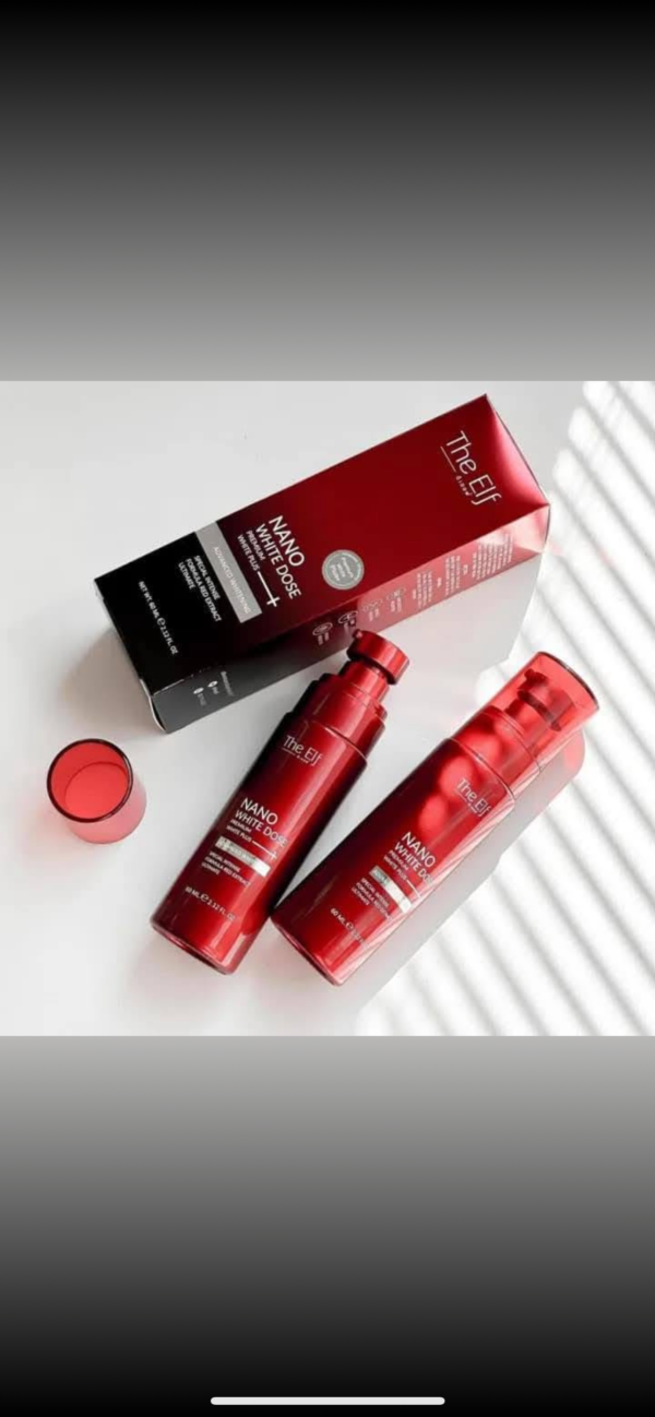 The Elf NANO WHITE DOSE premium White Plus Red Extract Ultimate Face Serum 60ml - Image 3