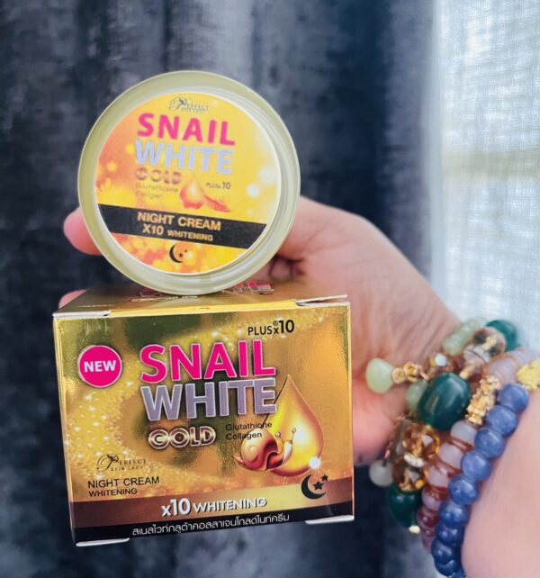 Snail White Gold Night Cream  Glutathione and collagen cream x10 Whitening  20 grams - Image 3