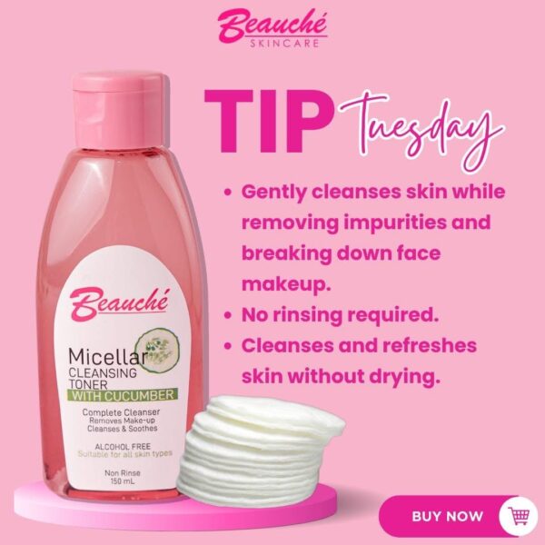 Beauche Micellar Cleansing Facial Toner With Cucumber  150 ml - Image 4