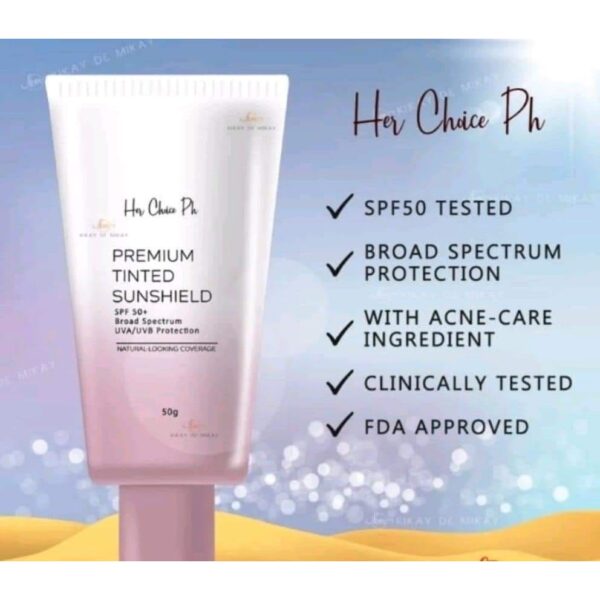 Her Choice Ph Premium Tinted Sunscreen SPF50 pa+++Broad Spectrum UVA/UVB Protection 50g