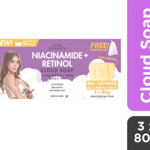 Luxe Organix Retinol + Retinol Cloud Soap free foaming net 3x 80g