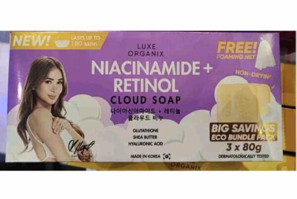 Luxe Organix Retinol + Retinol Cloud Soap free foaming net 3x 80g - Image 2